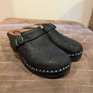 Troentorp Donatello Swedish Clogs Black Suede Size US 9